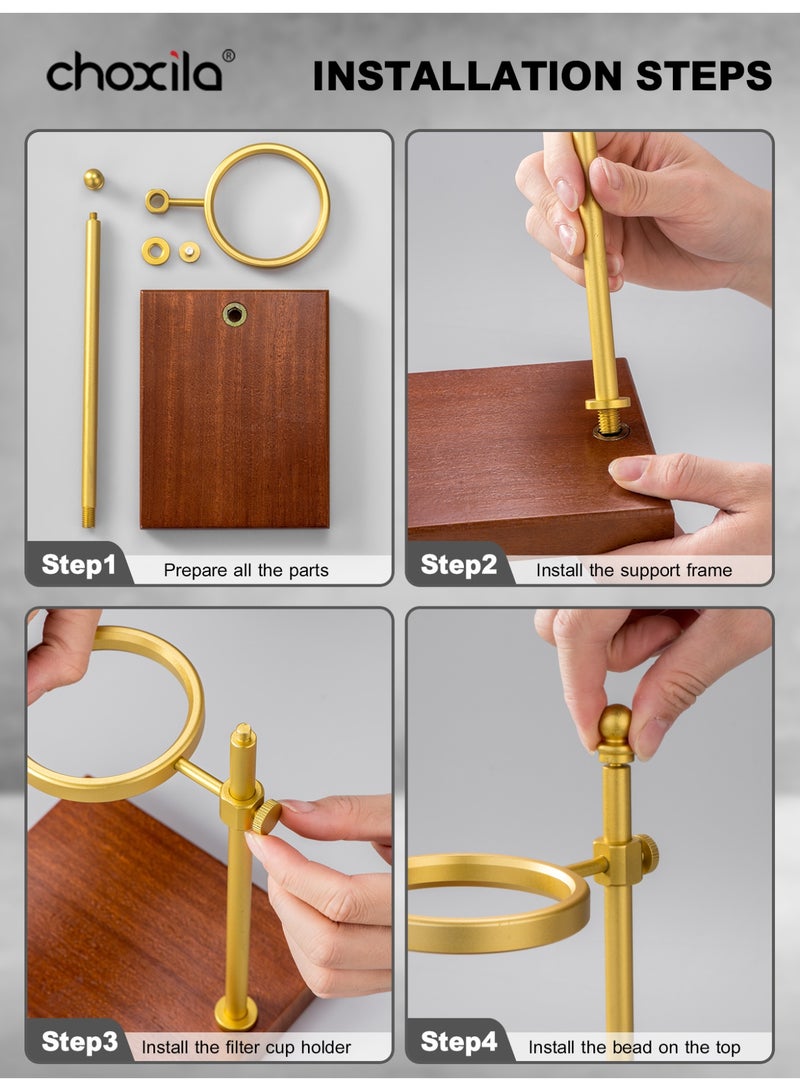 choxila 4pcs/set Pour Over  Coffee Set, V60 Coffee Brewing Set (1-2 cups), includes a pour-over stand, V01 coffee   Filter, V01 dripper, V01 coffee filter Papers. Perfect gift for coffee lovers, suitable for bedrooms, living   rooms, coffee corners, and cafés - Image 5