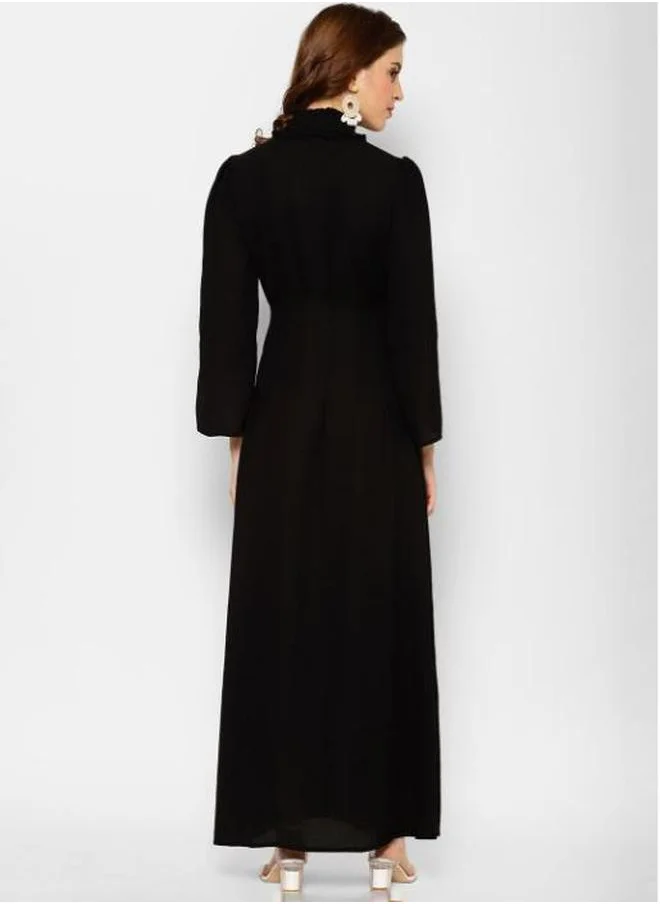 Styli High Neck A-Line Maxi Dress with Front Slit by Styli