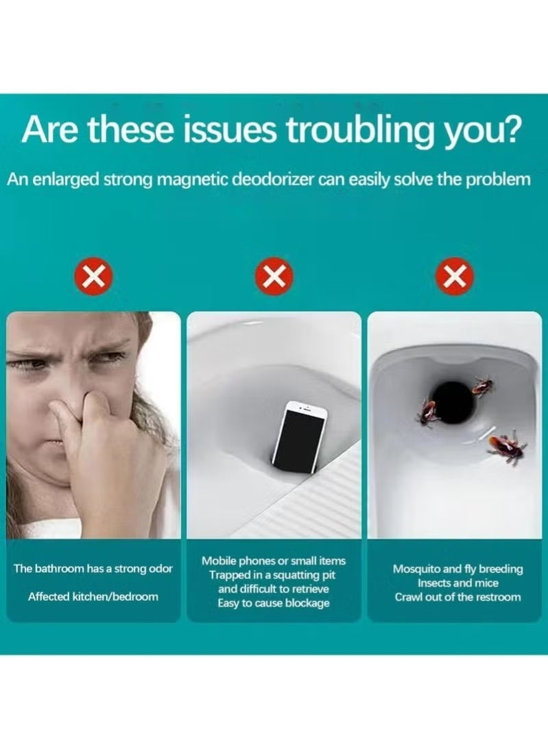 2 قطعة صمام رفرف معطر للمرحاض، سدادة رائحة قوية للمغناطيس للمرحاض القرفصاء، ختم صرف مضاد للحشرات/الفئران، سهل التركيب لمنع الروائح في الحمام وتحسين الصرف - Image 5