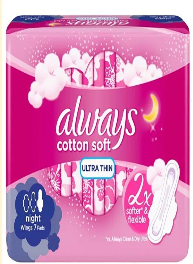 Always Cotton Soft Ultra Thin Night Sanitary Pads With Wings