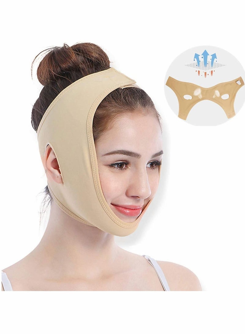 Facial Slimming Strap, Face Lifting Belt Pain-Free Anti Wrinkle Face Band, Double Chin Reducer Bandage, Breathable Ultra-thin Soft Face Belt Chin Remover, V Face Mask Partner - Image 1