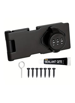 ARV ARV Household Cabinet Password Hasp Locks Cabinet Door Combination Lock Door Security Slide Latch Lock for Small Doors Cabinets Barn Door Bathroom Outdoor Garden Black Set1  - Image 1