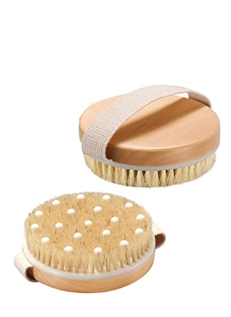 NIBEMINENT Bath Body Brush for Dry or Wet Brushing Set, Showering Exfoliating With Soft Massage Nodules Improves Skin's Health and Beauty 2 Pcs  - Image 1
