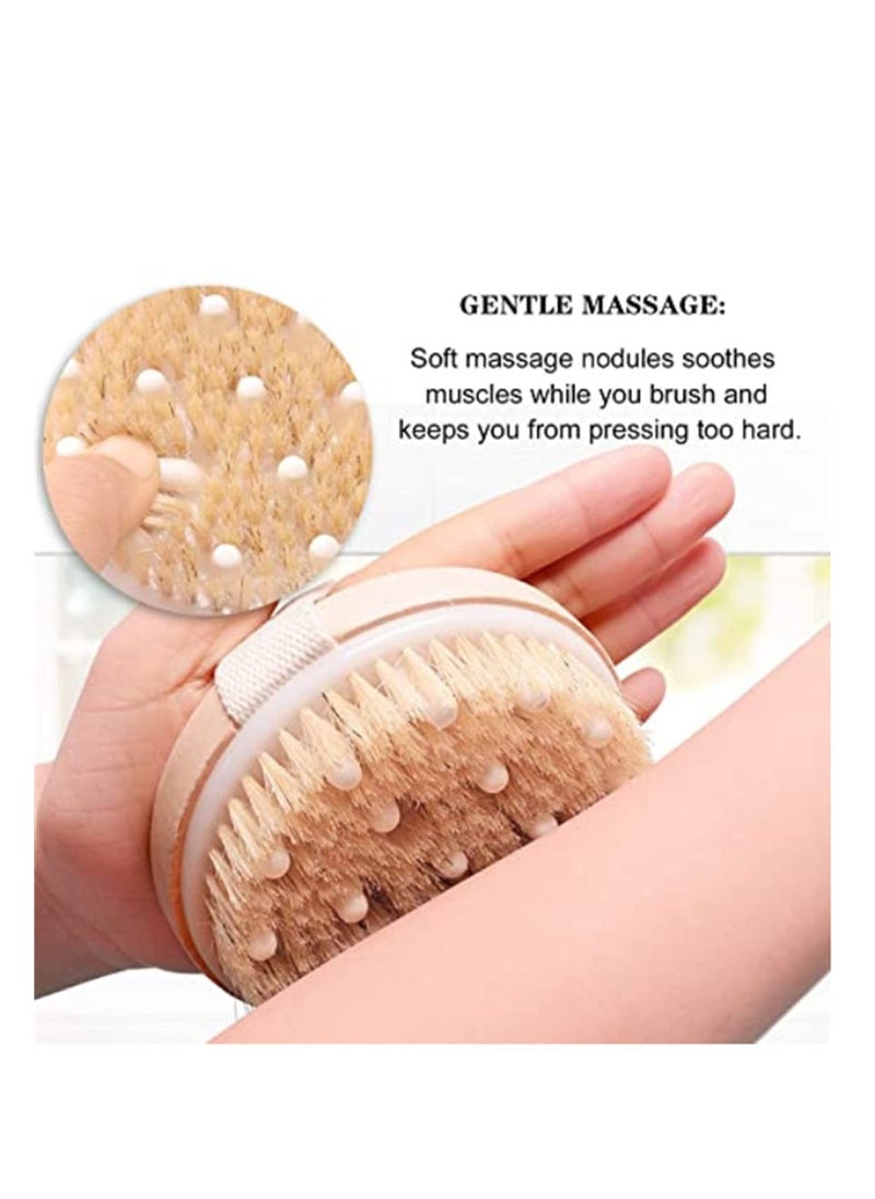 NIBEMINENT Bath Body Brush for Dry or Wet Brushing Set, Showering Exfoliating With Soft Massage Nodules Improves Skin's Health and Beauty 2 Pcs  - Image 4
