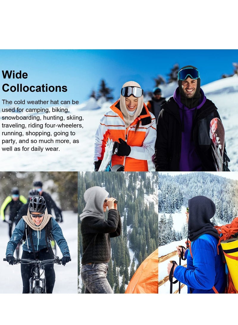 KASTWAVE Winter Hats Balaclava Knit Beanie with Adjustable Drawstring Warm Hooded Scarf Skull Cap  - Image 5