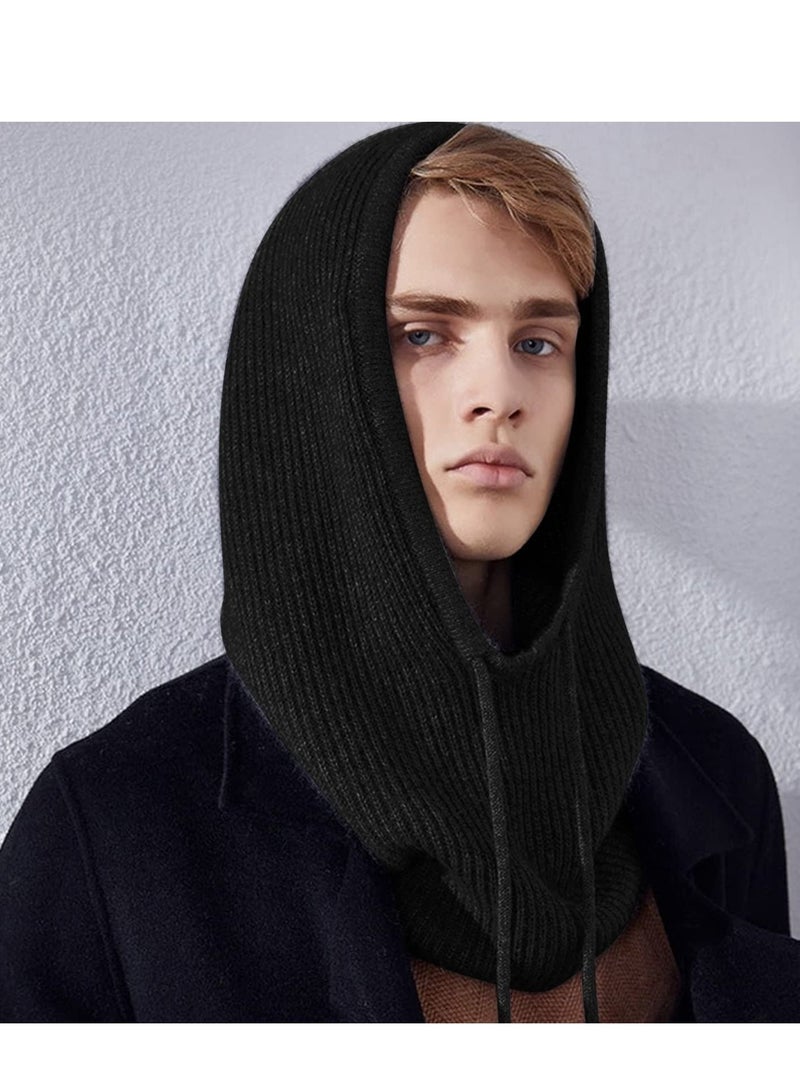 KASTWAVE Winter Hats Balaclava Knit Beanie with Adjustable Drawstring Warm Hooded Scarf Skull Cap  - Image 4