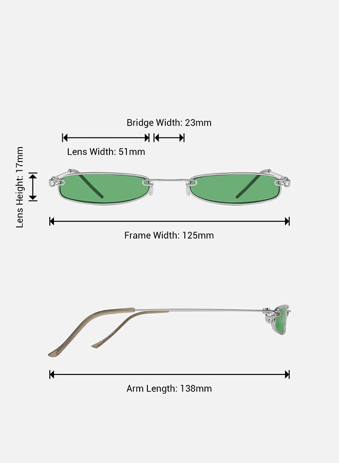 TIJN TIJN UV400 Protective Silver Frame Green Film Small Sunglasses for  Women Fashion Sunglasses  - Image 5