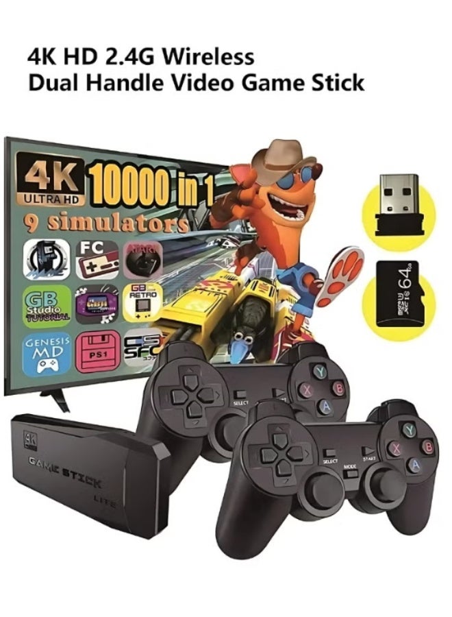 Retro Game Console Video Game Stick Lite 4K Upgraded 10000+ Games Classic 4K TV Game Console with 2.4G (64G) Wireless Controllers - Image 2