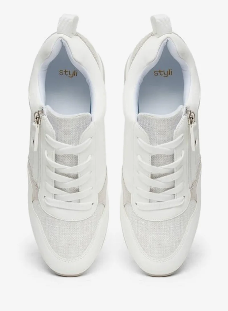Styli Active Textured Zip Detail Sneakers