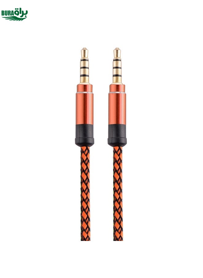 BURAQ 3.5mm Male To Male Car Stereo Gold-Plated Jack AUX Audio Cable For 3.5mm AUX Standard Digital Devices, Length: 3m(Orange) - Image 1