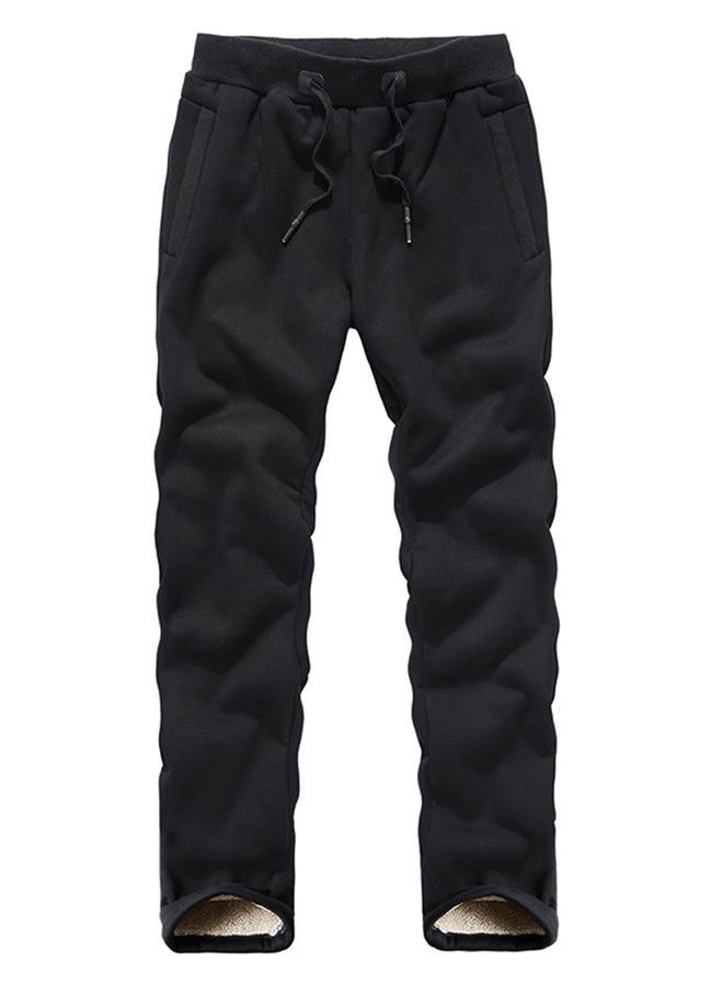 Lentta Men's Casual Winter Warm Sherpa Lined Athletic Jogger Fleece Sweatpants Pants, Black02(straight Leg), S - Image 2