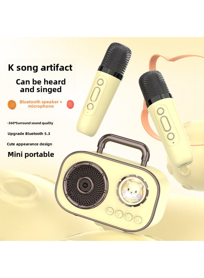 كوالتي ميكروفون مدمج بلوتوث مزدوج للعائلة - سماعة صغيرة محمولة عالية الجودة للغناء في الهواء الطلق - Image 4