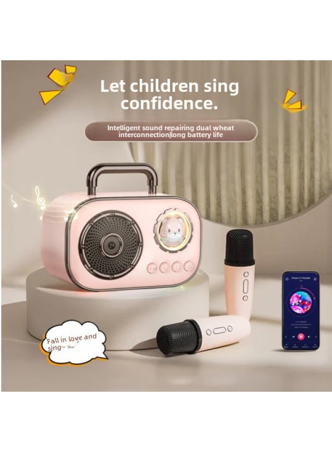 كوالتي ميكروفون مدمج بلوتوث مزدوج للعائلة - سماعة صغيرة محمولة عالية الجودة للغناء في الهواء الطلق - Image 2