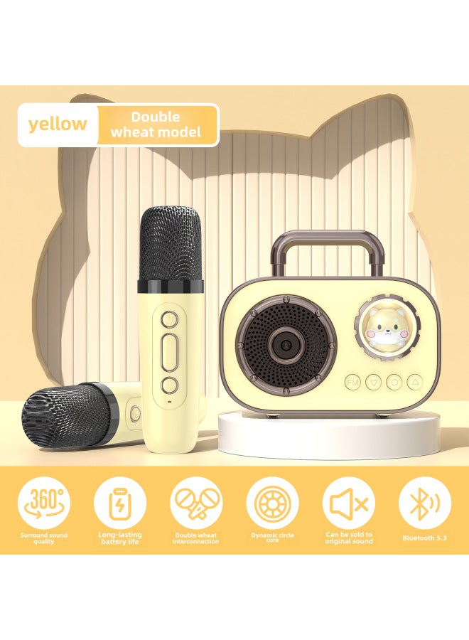 كوالتي ميكروفون مدمج بلوتوث مزدوج للعائلة - سماعة صغيرة محمولة عالية الجودة للغناء في الهواء الطلق - Image 1