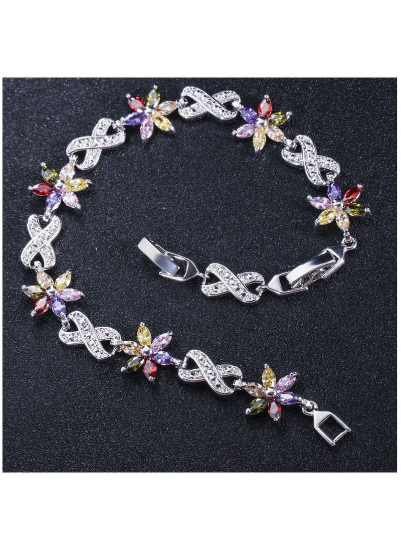 MissTiara Gold Plated with Sparkling Flower Shape AAA+ zircon Bracelet for Women Ideal For Wedding Prom Pageant and Party  - Image 2