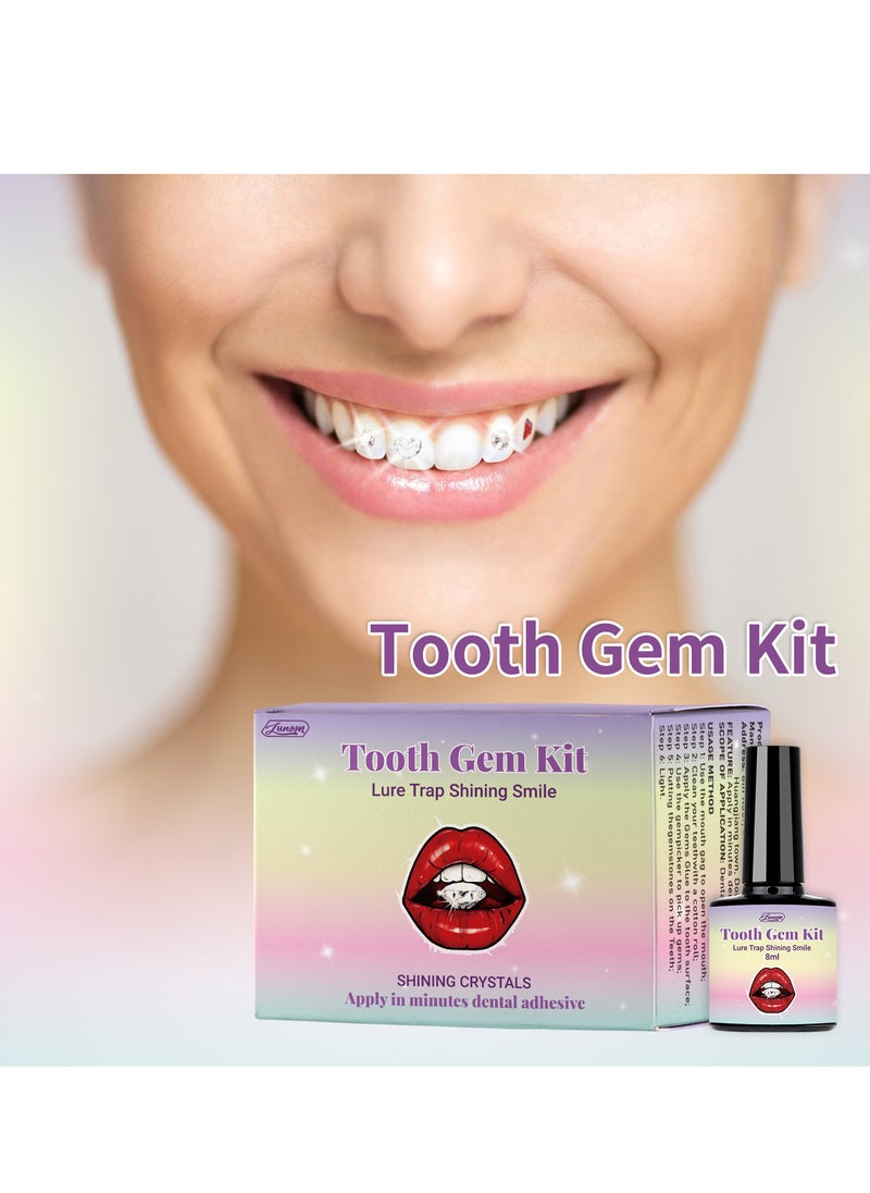 LUNOON Teeth Gem Kit with Cotton Rolls UV Light Gem Suit Gems Picker and UV Bonding Resin Easy to Use and Remove Safe Great Fashionable Teeth Jewelry Starter Kit Tooth Gem Kit for Professional DIY  - Image 2