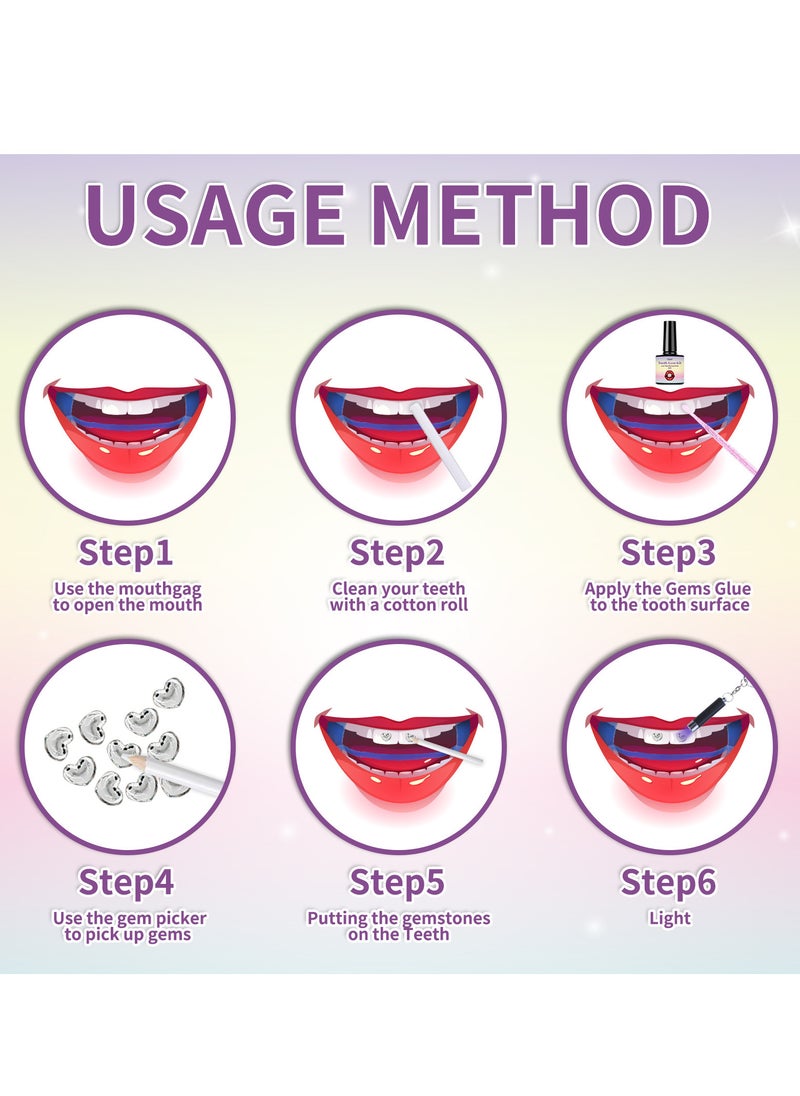 LUNOON Teeth Gem Kit with Cotton Rolls UV Light Gem Suit Gems Picker and UV Bonding Resin Easy to Use and Remove Safe Great Fashionable Teeth Jewelry Starter Kit Tooth Gem Kit for Professional DIY  - Image 3