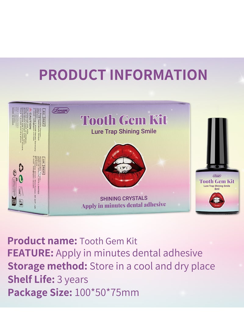 LUNOON Teeth Gem Kit with Cotton Rolls UV Light Gem Suit Gems Picker and UV Bonding Resin Easy to Use and Remove Safe Great Fashionable Teeth Jewelry Starter Kit Tooth Gem Kit for Professional DIY  - Image 4