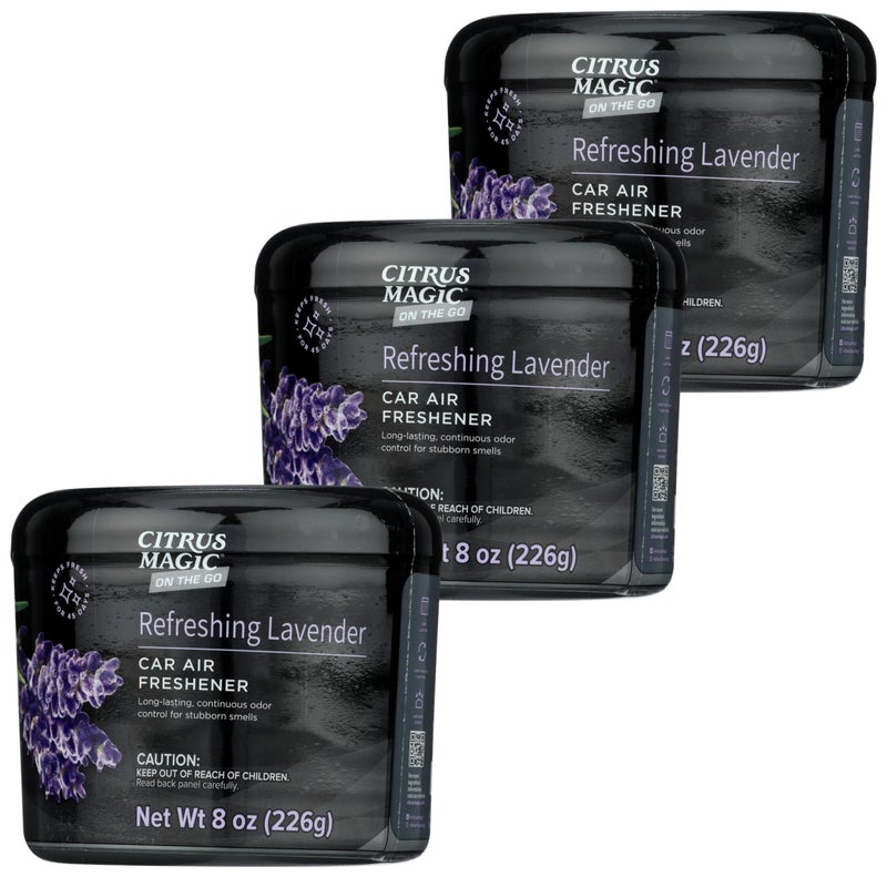 Citrus Magic On The Go Odor Absorbing Solid Car Air Freshener, Refreshing Lavender, 8-Ounce, Pack of 3 - Image 1