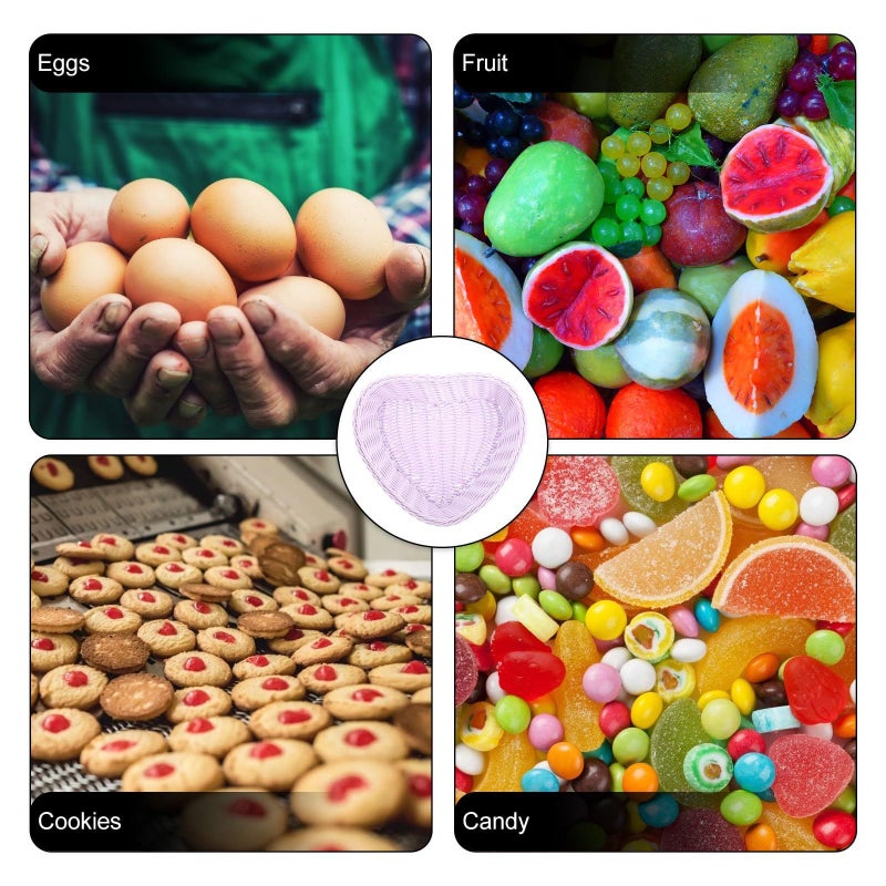 Light Purple Heart Shaped Portable Food Serving Basket Woven Storage Holder for Kitchen Dining - Image 4