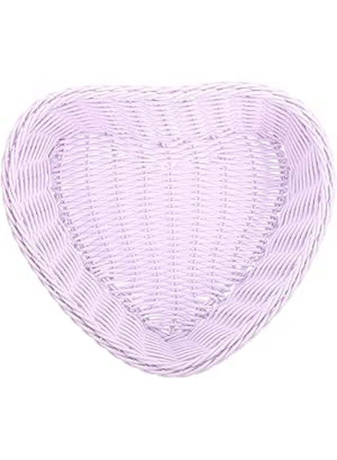 Light Purple Heart Shaped Portable Food Serving Basket Woven Storage Holder for Kitchen Dining - Image 1