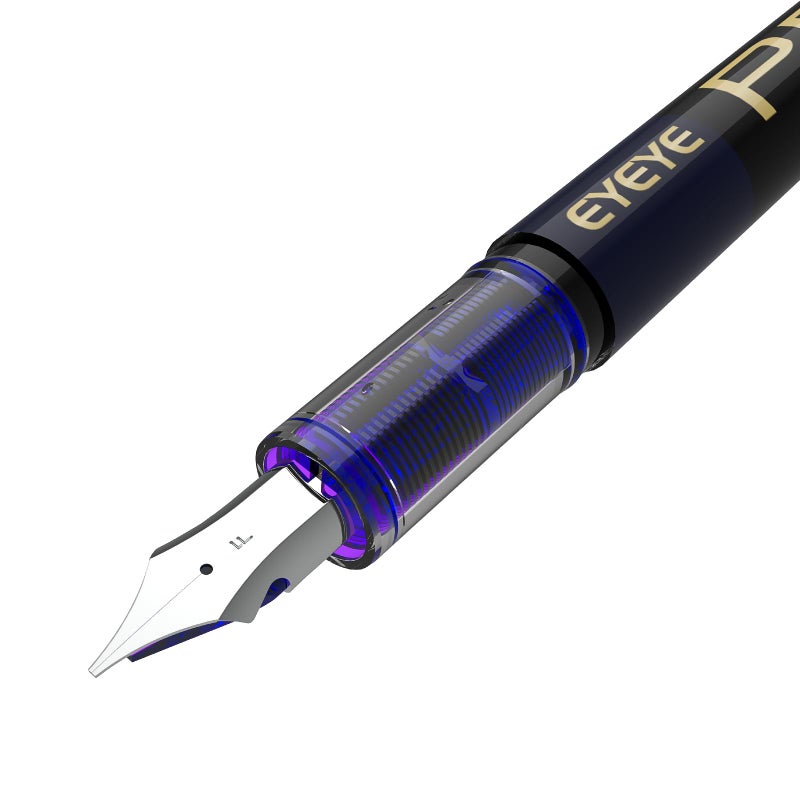 EYEYE Disposable Fountain Pens Fine Point, 4 Black 4 Blue Fountain Pens for Writing, Stainless Steel Nib, Smooth Writing for Journaling, Drafting, Sketching, Doodling & Office Supplies - Image 2