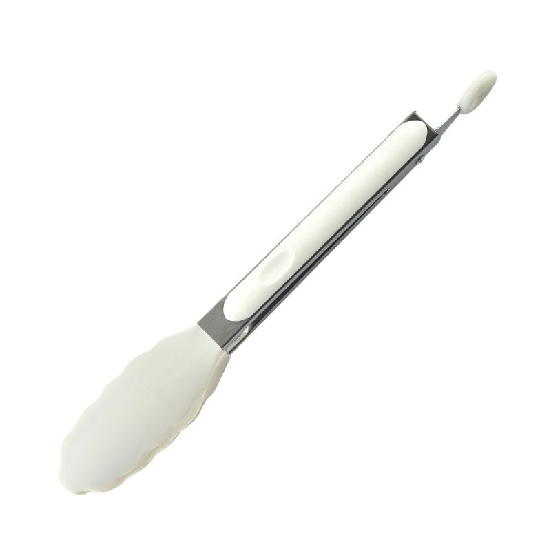Cross-Border white wooden handle silicone kitchenware 10 piece set non-stick pan shovel soup spoon Colander kitchen tool set Food clip 