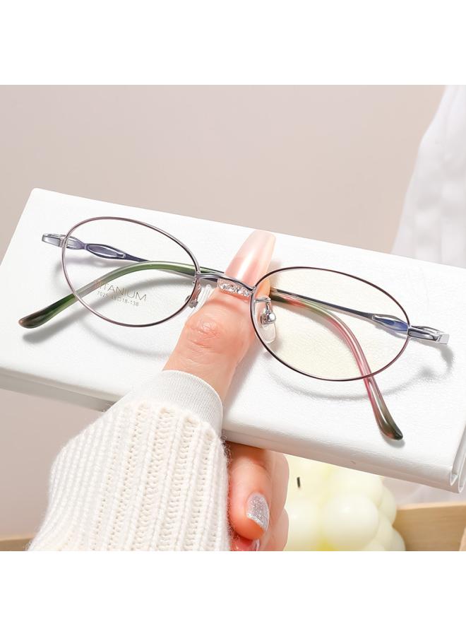 Generic New High-grade Retro Artistic Women's Small Frame Glasses Frame Ultra-light Pure Titanium Two-color Classic Hong Kong Style Lady Glasses Frame 