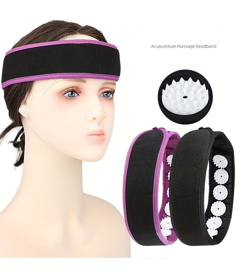 Acupuncture Massage Headband Purple Acupoint Facial Massager Self-Adhesive Pad Home Daily Use - Image 1