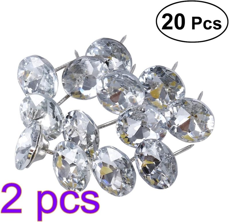klarako 40Pcs 25mm Crystal Tacks Clear Crystal Upholstery Buttons Sofa Headboard Sew Buttons Wall Decor - Image 2