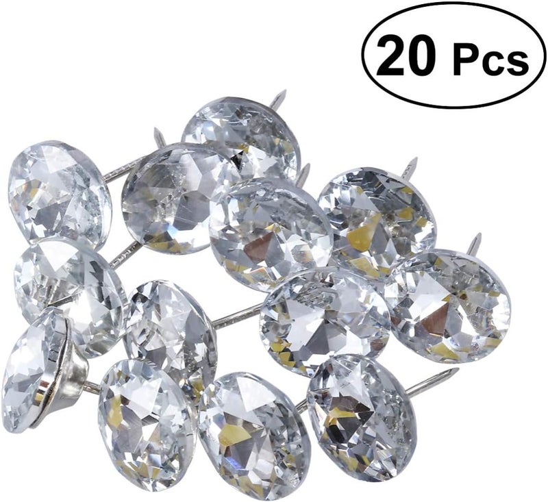 klarako 40Pcs 25mm Crystal Tacks Clear Crystal Upholstery Buttons Sofa Headboard Sew Buttons Wall Decor - Image 3