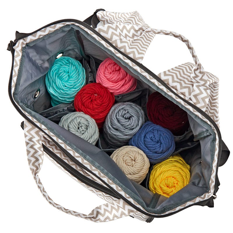 HOMEST Crochet Bag Organizer, Large Capacity Yarn Storage, Knitting Bag for Carrying Projects, Crocheting Hooks, Suppliers, Needles and Accessories, Ripple - Image 4