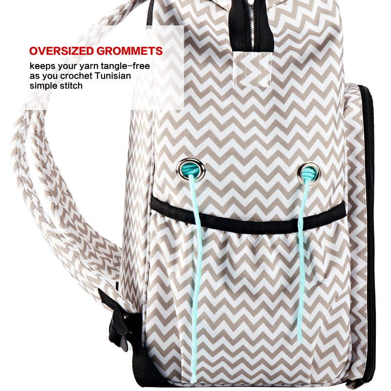 HOMEST Crochet Bag Organizer, Large Capacity Yarn Storage, Knitting Bag for Carrying Projects, Crocheting Hooks, Suppliers, Needles and Accessories, Ripple - Image 5