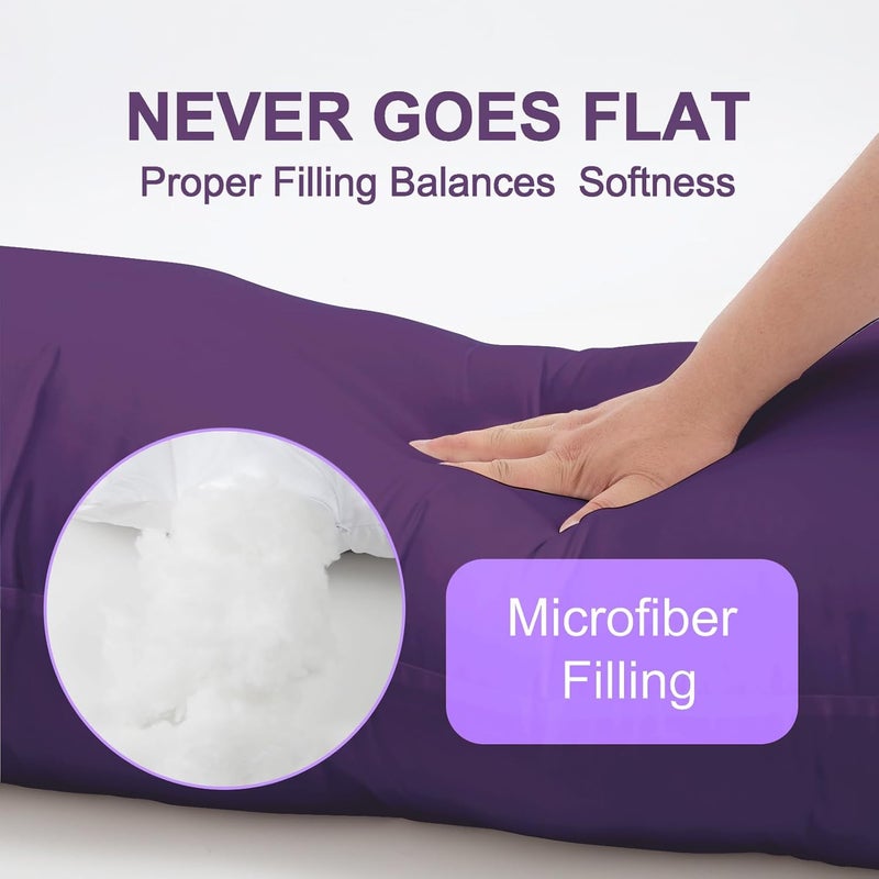 DOWNCOOL Large Body Pillow Insert- Breathable Full Body Pillow for Side Sleeper - Soft Long Bed Pillow for Adults - 20 x 54 inch (Purple) - Image 3