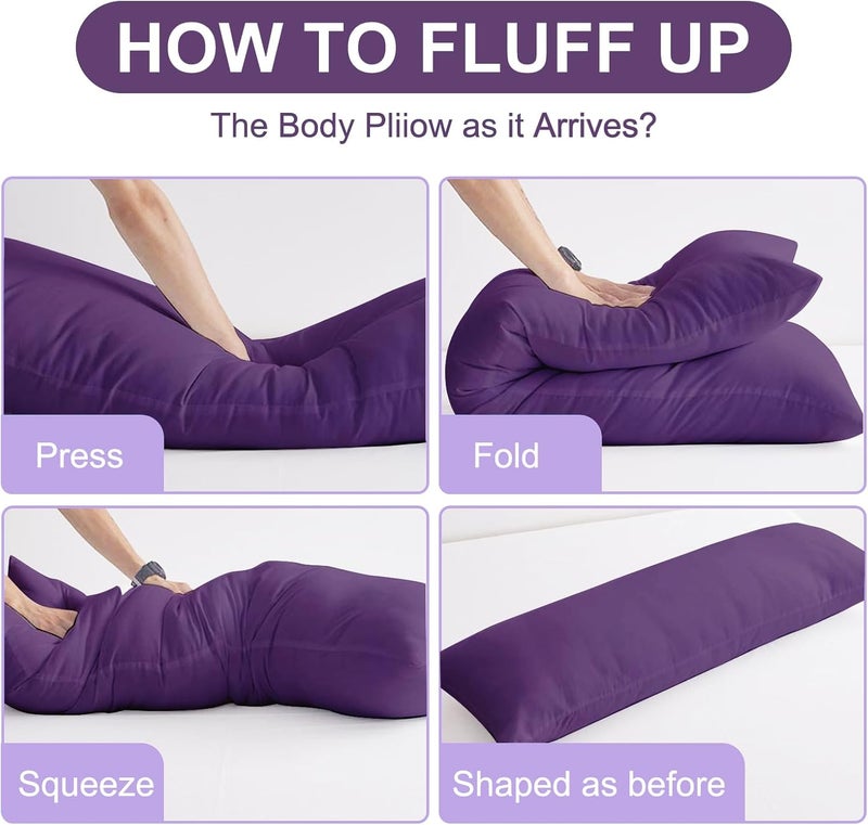 DOWNCOOL Large Body Pillow Insert- Breathable Full Body Pillow for Side Sleeper - Soft Long Bed Pillow for Adults - 20 x 54 inch (Purple) - Image 4