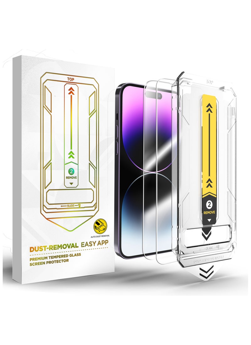 yalilai 2PCS for iPhone 14 Pro 6.1 inch Tempered Glass Screen Protector, HD Clear, Bubble Free, Easy Installation, Auto Dust-Elimination, Anti-Fingerprint  - Image 1