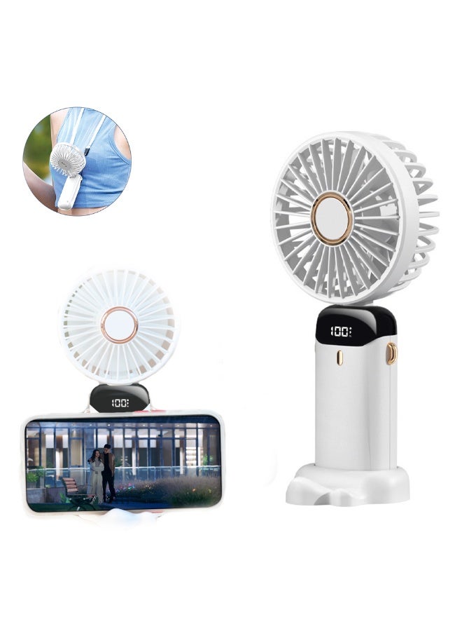 إيكو شاين Portable Handheld Fan, 5 Speed Rechargeable Mini Fan with Digital Battery Display, USB-C Charging, Handheld & Desktop Fan for Home, Office, Travel and Outdoor Use, WHITE - Image 1