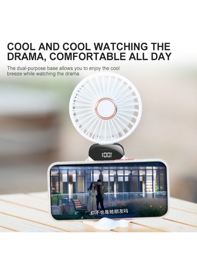 إيكو شاين Portable Handheld Fan, 5 Speed Rechargeable Mini Fan with Digital Battery Display, USB-C Charging, Handheld & Desktop Fan for Home, Office, Travel and Outdoor Use, WHITE - Image 3