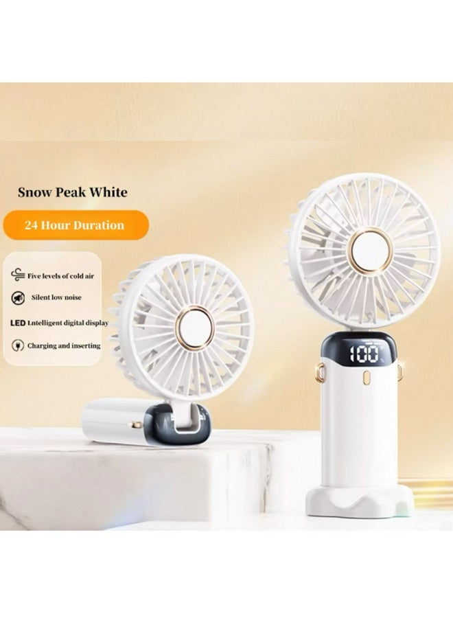 إيكو شاين Portable Handheld Fan, 5 Speed Rechargeable Mini Fan with Digital Battery Display, USB-C Charging, Handheld & Desktop Fan for Home, Office, Travel and Outdoor Use, WHITE - Image 2