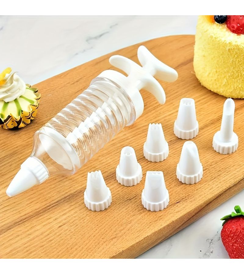 White 8pcs Heavy Duty Cream Squeezer Kit for Cake Decorating Icing Piping - Image 1