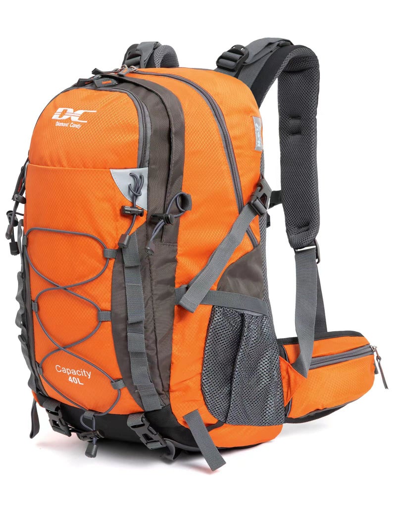 Diamond Candy Waterproof Hiking Backpack for Men and Women, Lightweight Day Pack for Travel Camping, Orange, 40L - Image 5