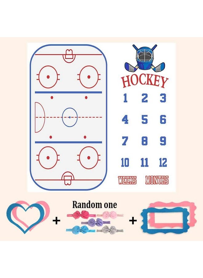 PHMOJEN Baby Monthly Milestone Blanket Hockey Stick Stadium Month And Age Blanket For Nursery Girl 112 Months Includes 4 Frame And 1 Headband 40X40 Btlsph286 - Image 2