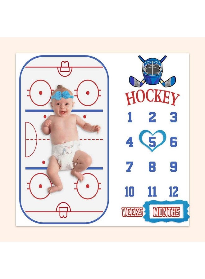 PHMOJEN Baby Monthly Milestone Blanket Hockey Stick Stadium Month And Age Blanket For Nursery Girl 112 Months Includes 4 Frame And 1 Headband 40X40 Btlsph286 - Image 3