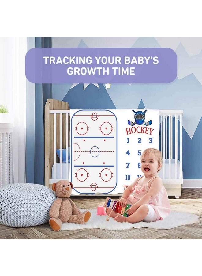 PHMOJEN Baby Monthly Milestone Blanket Hockey Stick Stadium Month And Age Blanket For Nursery Girl 112 Months Includes 4 Frame And 1 Headband 40X40 Btlsph286 - Image 4