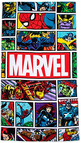 Jay Franco Marvel Comics Vintage Comic Kids Large Bath/Pool/Beach Towel - Super Soft & Absorbent Fade Resistant Cotton Towel, Measures 34 x 64 inches (Official Marvel Product) - Image 1