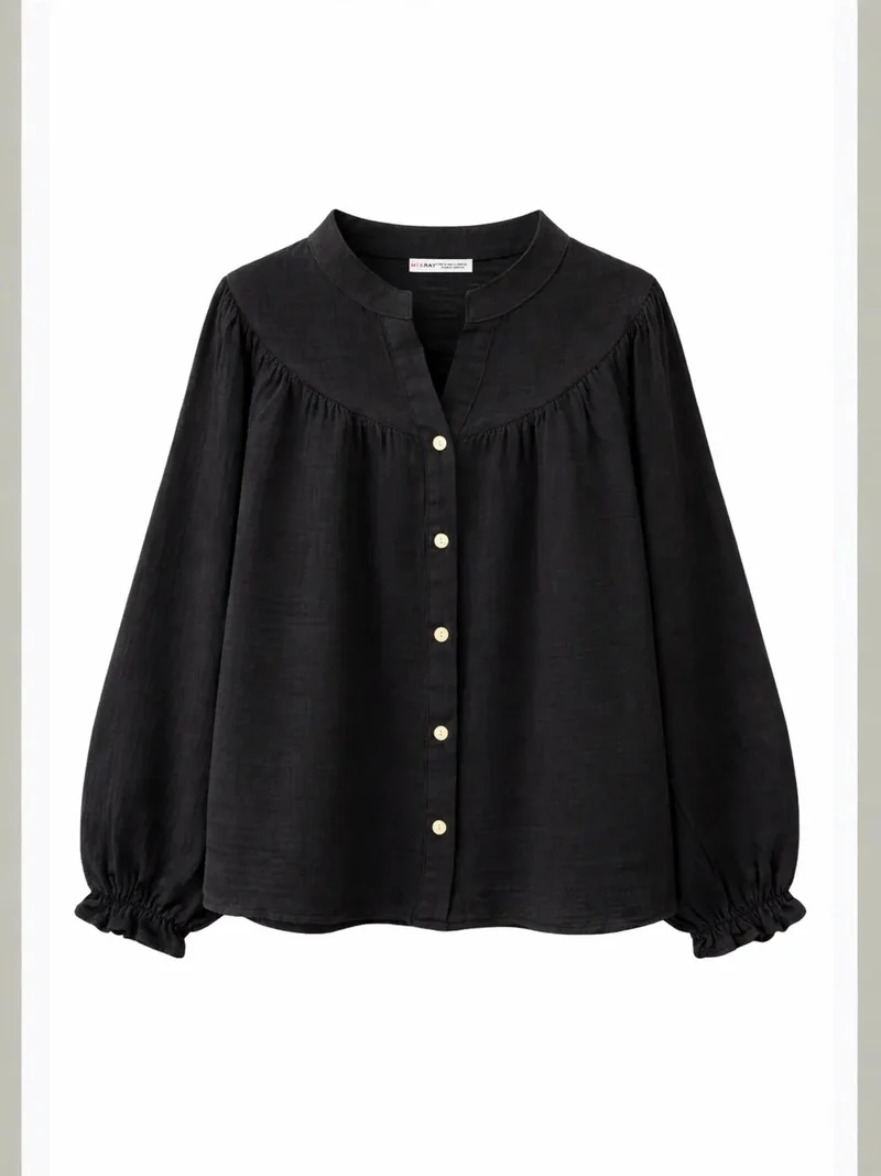 ميكسراي Mixray Cotton Mandarin Collar Button Shirt