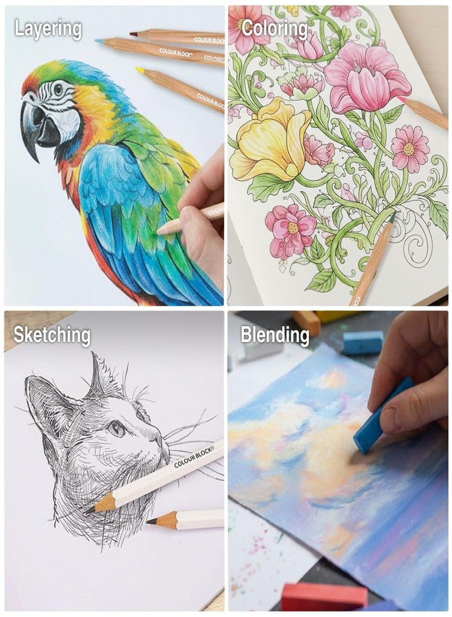COLOUR BLOCK Drawing Travel Art Set - 60 sheets 6 x 8 Inches Drawing Pad,16 wood Colored Pencils, 12 Soft Pastels Set, 2 Sketching Pencils, and 8 Assorted Tools - Image 5