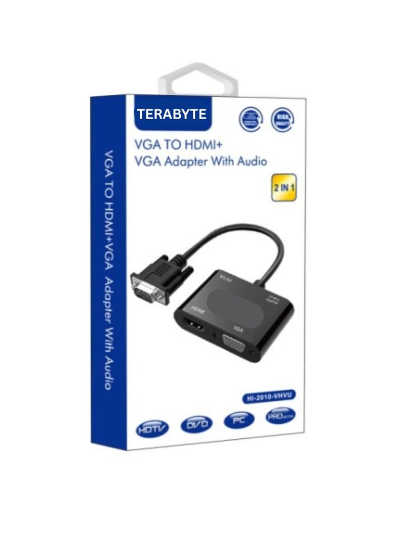 Terabyte VGA to HDMI VGA Adapter with Charging Cable and 3.5mm Audio Cable - Image 1