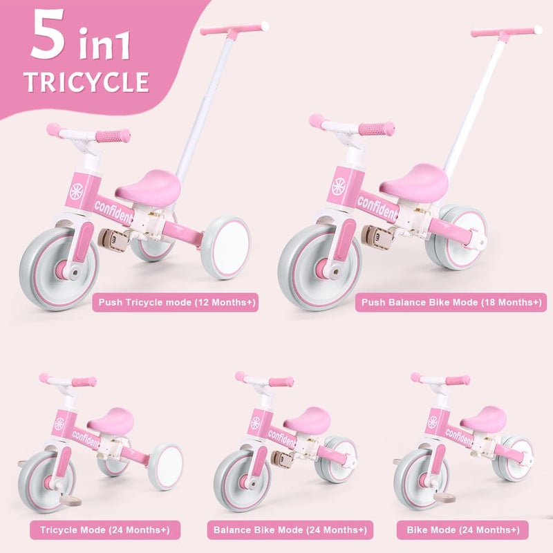 XIAPIA Tricycle for Toddlers 13 Year Olds 5 in 1 Toddler Balance Bike with Removable Pedal Push Trike Toys with Adjustable Pushrod for 2 3 4 5 Year Old Boys  Girls Birthday Gifts for Kids - Image 3