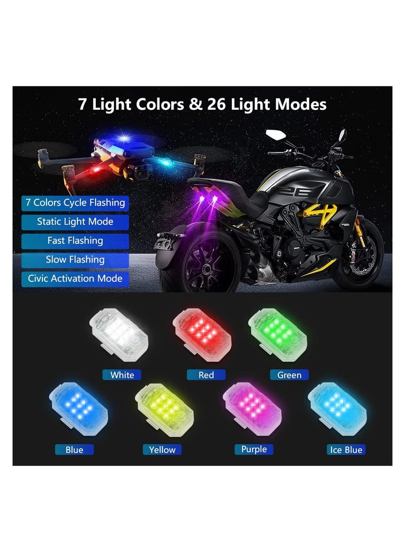 SYOSI Led Anti-Collision Strobe Lights, Wireless Remote Control 7 Colors USB Charging Led, Strobe Lights Drone, for Night Flying Riding Car Motorcycle Bike Scooter Emergency Warning Flash Light (4 Pcs)  - Image 2